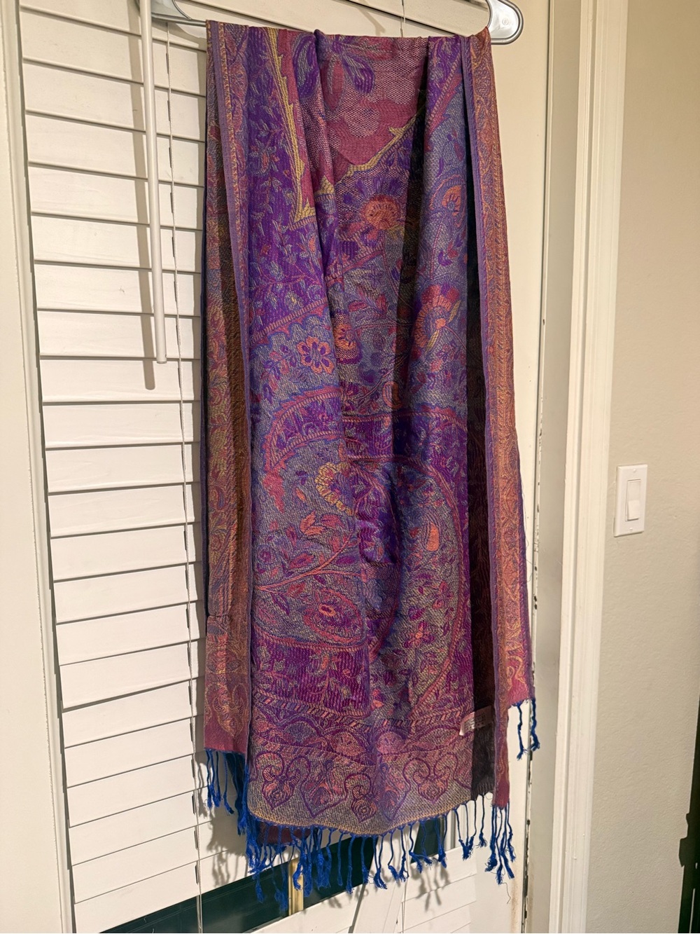 Purple Paisley Fringe Scarf Wrap Pashmina